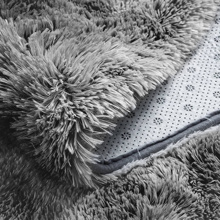 Dywan Okrągły Shaggy Ombre antypoślizgowy nowoczesny salon 300x300, srebrny