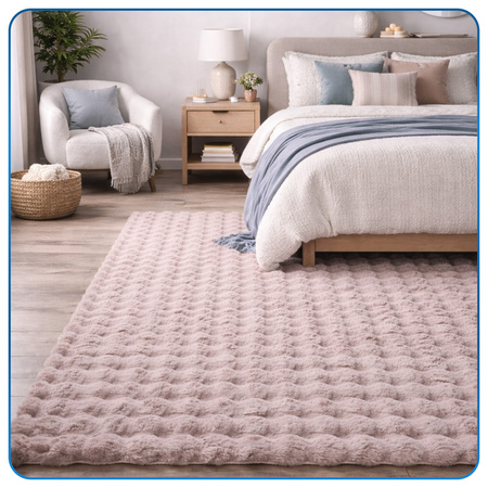 Dywan Rabbit Bubble 80x150 cm - miękki puszysty dywan do salonu i sypialni - różowy