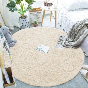 Dywan okrągły Shaggy 80x80 cm, beżowy CreamBeige - pluszowy do salonu