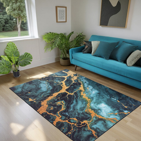 Dywan NOVO Strado nowoczesny do salonu marmurowy wzór velvet Malachit 140x200 cm