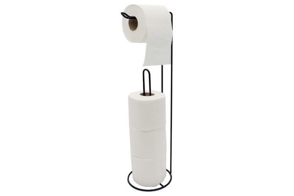 Stojak na papier toaletowy czarny loft nowoczesny uchwyt na 4 rolki 54 cm, czarny