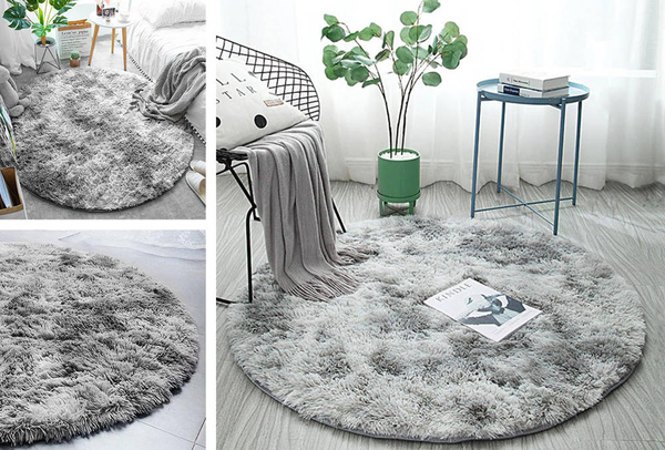 Shaggy Ombre Strado Round Carpet 300x300 OmbreSilver (Light Gray)