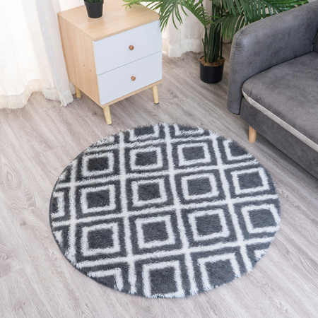 Dywan okrągły do salonu shaggy DECOR antypoślizgowy miękki puszysty 120x120, czarny