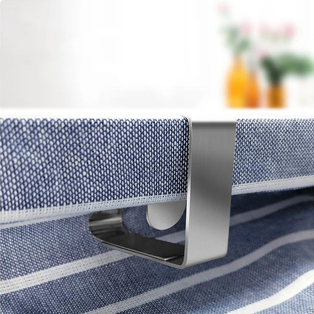 4x Klipsy STALOWE metalowe uchwyt klamra do obrusu stołu blatu, srebrne