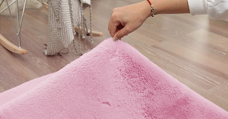 Dywan Okrągły Rabbit futro królika antypoślizgowy puszysty 110x110, różowy