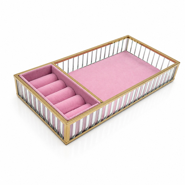 Szklana szkatułka na biżuterię 26x13x4cm 4A Pink