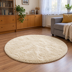 Shaggy Strado 150x150 CreamBeige (Beige) round carpet