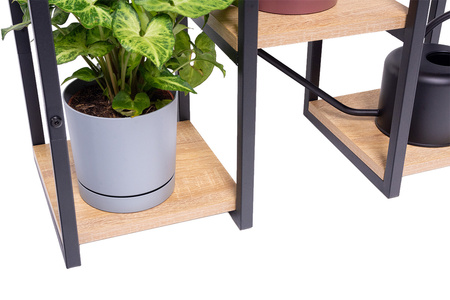 Kwietnik stojący metalowy PANORAMA na kwiaty i rośliny na 6 donic JASNY DĄB