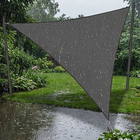 Żagiel przeciwsłoneczny szary trójkątny 3,6m ochrona UV wodoodporny +lina