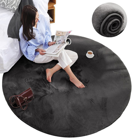 Rabbit Strado 150x150 DeepGrey round rug (Gray)