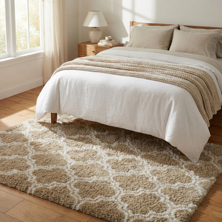 Dywan do salonu shaggy DECOR antypoślizgowy miękki puszysty modny 200x250 Khaki Lantern