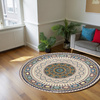 Dywan okrągły NOVO Strado nowoczesny beżowy deliktany wzór do salonu Orientalny 90x90 cm