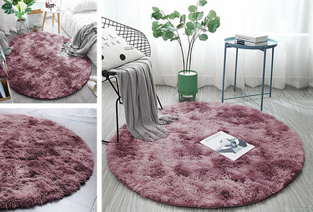 Dywan Okrągły Shaggy Ombre antypoślizgowy nowoczesny salon 120x120, czerwony