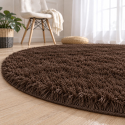 Shaggy Strado 80x80 DarkCoffee round rug (Dark brown)