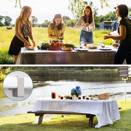 4x Klipsy STALOWE metalowe uchwyt klamra do obrusu stołu blatu, srebrne