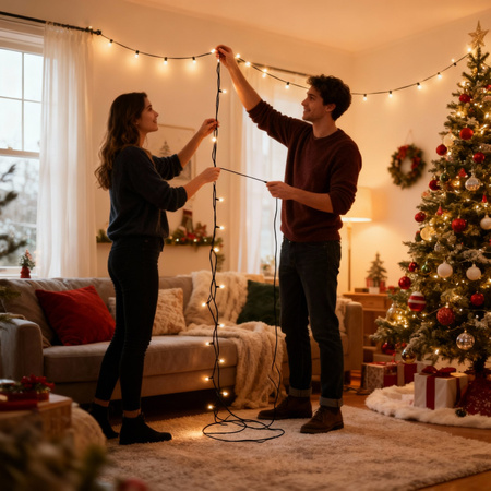 Lampki choinkowe 480 LED białe ciepłe wewnętrzne zewnętrzne 39m TIMER IP44