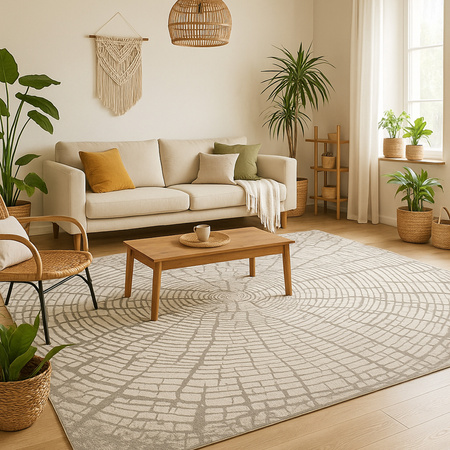 Dywan 160x230 do salonu pętelkowy duży japandi nowoczesny ciężki gruby POLO - Star (Szary)