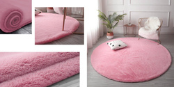 Dywan okrągły Rabbit 160x160 cm, różowy SakuraPink - pluszowy do salonu