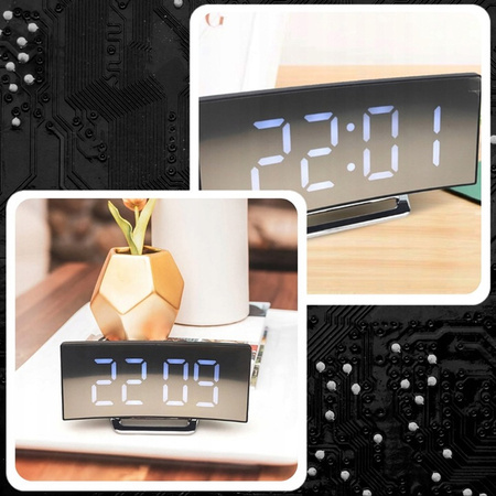 Zegar Elektroniczny Cyfrowy LED Zegarek Elektroniczny Budzik z Termometrem, biały
