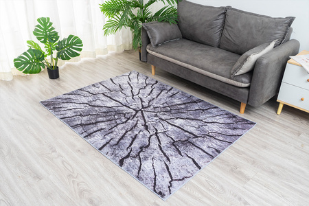 Dywan NOVO Strado nowoczesny pień drzewa do salonu delikatny szary wzór velvet Szary Pień 120x170 cm