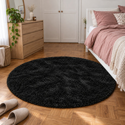 Shaggy Strado 90x90 BlackSky round carpet (Black)