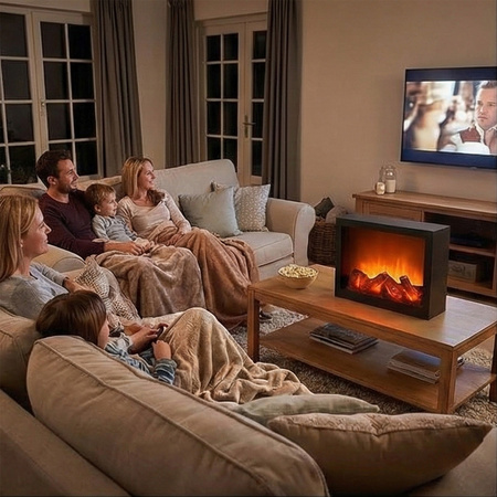 Kominek elektryczny 3D ruchome płomienie ogień wiszący stojący lampa LED