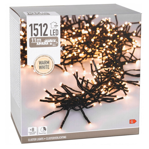 Lampki choinkowe 768 LED białe ciepłe wewnętrzne / zewnętrzne 8,6m Timer 8F, biały