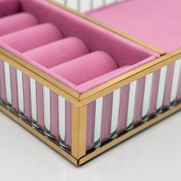 Szklana szkatułka na biżuterię 26x13x4cm 4A Pink