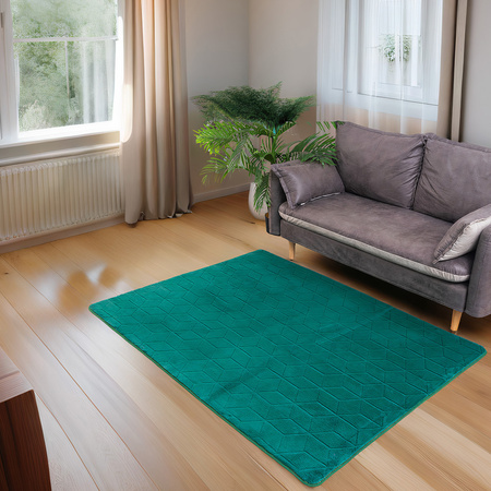 Dywan STRADO Rabbit 3D pluszowy miękki jak królik 120x170 BottleGreen