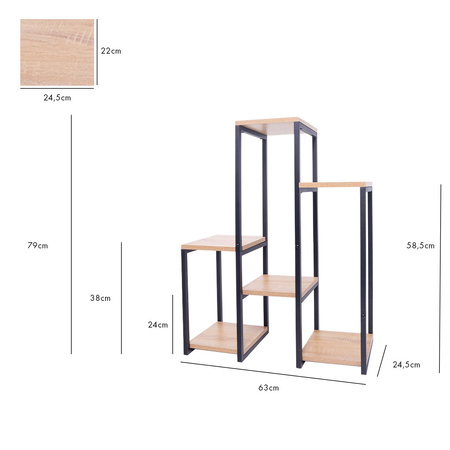 Kwietnik stojący metalowy PANORAMA 6 poziomowy – elegancki stojak na kwiaty i rośliny DĄB