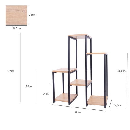 Kwietnik stojący metalowy PANORAMA na kwiaty i rośliny na 6 donic JASNY DĄB