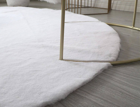 Dywan Okrągły Rabbit futro królika antypoślizgowy puszysty 120x120, biały