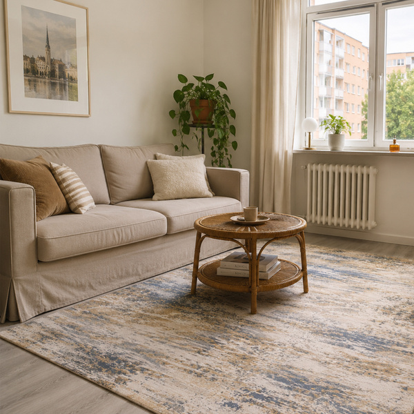 Beżowy dywan do salonu 120x160 nowoczesny NOVO Marmur antypoślizgowy miękki