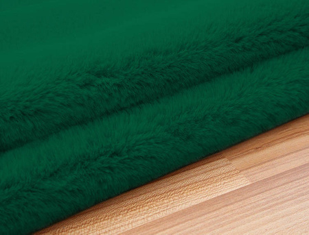 Dywan Okrągły Rabbit futro królika antypoślizgowy puszysty 120x120, butelkowozielony