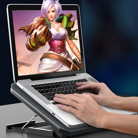 Strado Podstawka chłodząca pod laptop 12‑17″ aluminiowa | Regulowana, antypoślizgowa, cicha