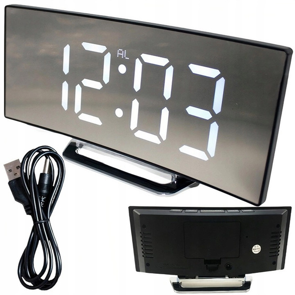 Zegar Elektroniczny Cyfrowy LED Zegarek Elektroniczny Budzik z Termometrem, biały