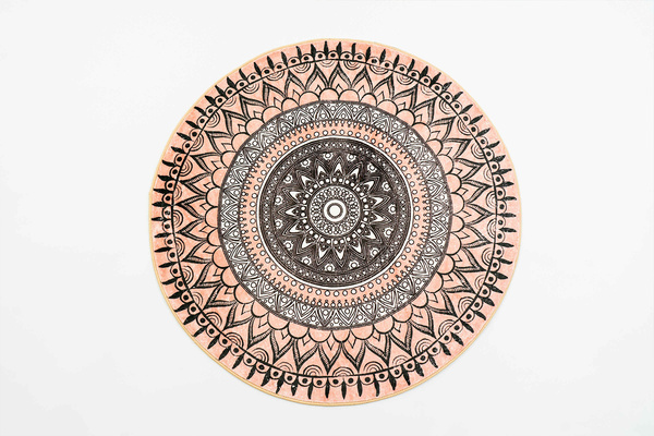 NOVO Strado round rug modern beige torte pattern for living room Aztec 90x90 cm