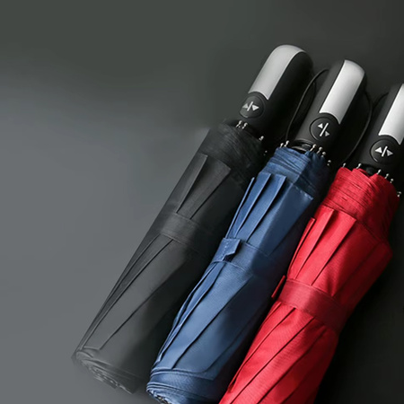 PARASOLKA automatyczna składana z uchwytem pokrowiec lekka męska damska, srebrna