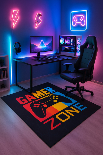 3D Strado GAMER ZONE gaming carpet 100x150 cm perfect for a gamer's room