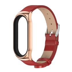 Pasek skórzany do Xiaomi Mi Band 7 - Red Rose Gold