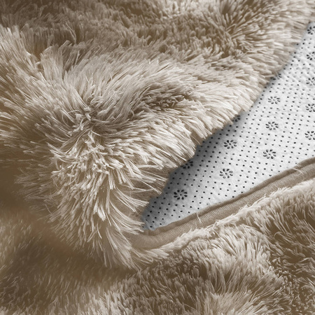 Dywan Okrągły Shaggy Ombre antypoślizgowy nowoczesny salon 100x100, karmelowy