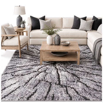 NOVO Strado modern tree trunk carpet for living room delicate gray velvet pattern Gray Trunk 160x200 cm