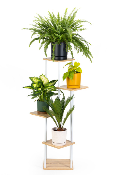 Kwietnik metalowy na kwiaty stojący wysoki 5 poziomów duży 106cm XL Palace, biały