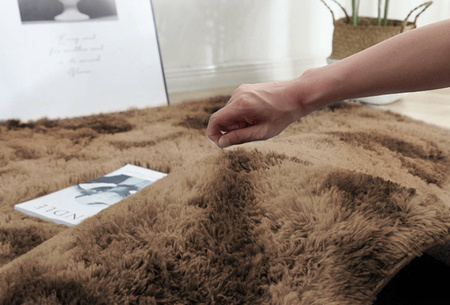 Dywan Okrągły Shaggy Ombre antypoślizgowy nowoczesny salon 80x80, kawowy