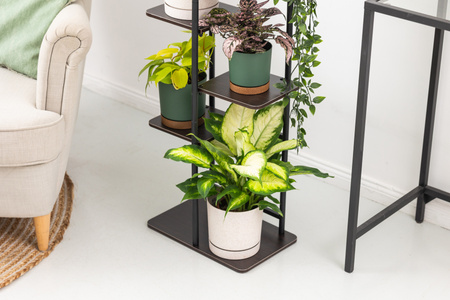 Duży stojący kwietnik 106cm metalowy 6 poziomów na kwiaty regał loft Mondo, czarny