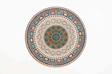 Dywan okrągły NOVO Strado nowoczesny beżowy deliktany wzór do salonu Orientalny 200x200 cm