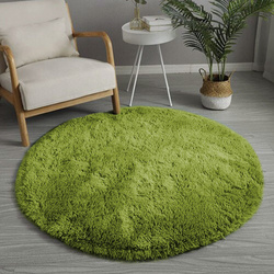 Dywan okrągły Shaggy 80x80 cm, zielony - pluszowy, miękki do salonu i sypialni