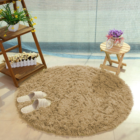 Shaggy Strado 150x150 round carpet CappuccinoCamel (Light brown)
