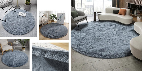 Shaggy Strado 100x100 SilverFur Round Carpet (Light Gray)