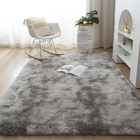 Miękki dywan Ombre Shaggy Strado 140x200 cm jasnoszary do salonu i sypialni